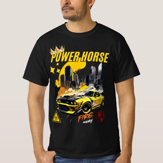 Power Horse Muscle Car Graphic T-Shirt (Front)
