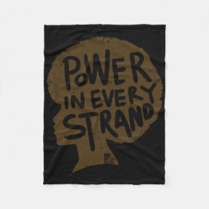 Power In Every Strand Afro Pride Sticker Fleece Blanket