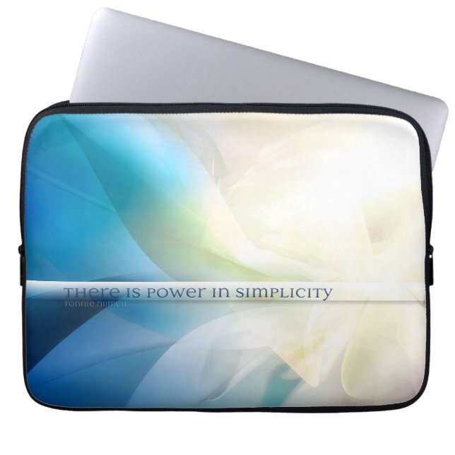 "Power in simplicity" Inspirational Quote Laptop Sleeve (Front)