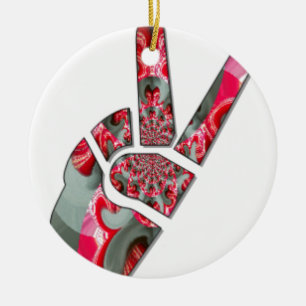 Power in the Palm: The Two-Finger Salute Ceramic Ornament