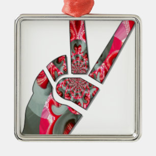 Power in the Palm: The Two-Finger Salute Metal Ornament