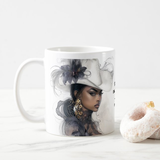 Power isn’t loud—it’s poised coffee mug (With Donut)