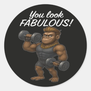 Power Lifter Gorilla – Fabulous and Fierce Classic Round Sticker