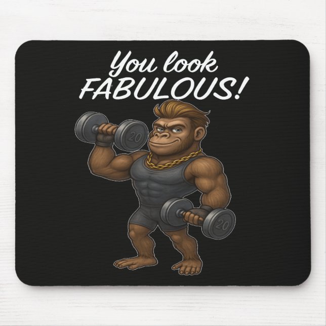 Power Lifter Gorilla – Fabulous and Fierce Mouse Pad (Front)