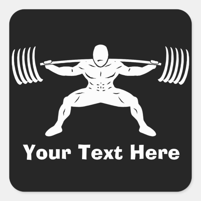 "POWER LIFTING" Power Squat Logo - Customisable Square Sticker (Front)