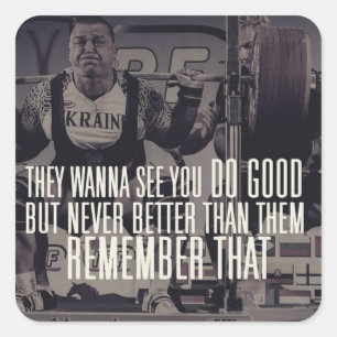 "Power lifting" Squat Motivational Square Sticker