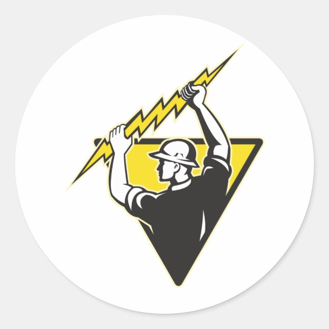 Power Lineman Electrician Electric Worker Classic Round Sticker (Front)