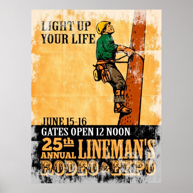 power lineman electrician repairman vintage poster (Front)