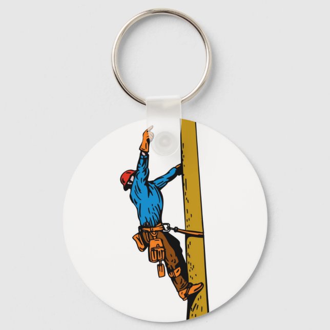 Power Lineman Electrician Worker Key Ring (Front)