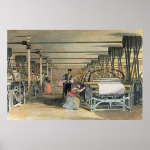 Power loom weaving, 1834 poster