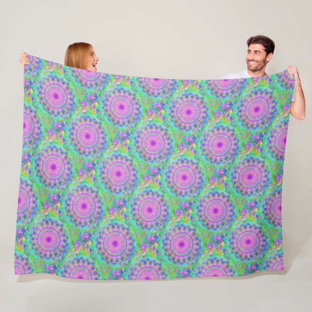 Power Mandala Seamless Pattern 5 Fleece Blanket (In Situ)