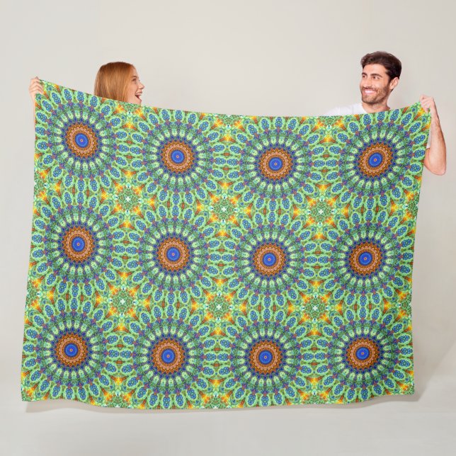 Power Mandala Seamless Pattern 7 Fleece Blanket (In Situ)
