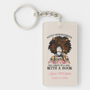 Power of a Girl with a Book Graduation Key Ring