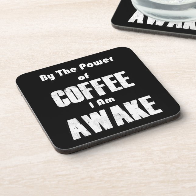 Power of Coffee (in White) Coaster (Left Side)