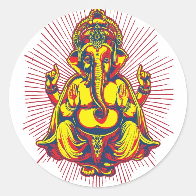 Power of Ganesh Classic Round Sticker (Front)