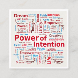Power of Intention Word Cloud Success Colorful Square Business Card