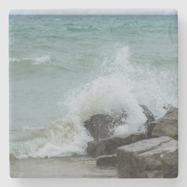 Power Of Lake Huron Stone Coaster (Front)