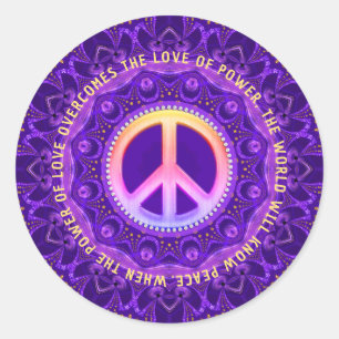 Power of Love Peace Energy Customisable Classic Round Sticker