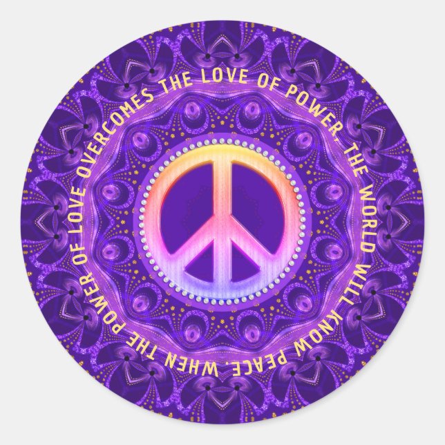 Power of Love Peace Energy Customisable Classic Round Sticker (Front)