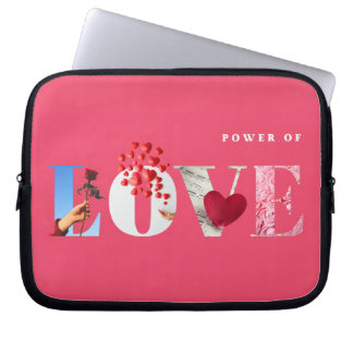Power of Love Quote Romantic Hot Pink Anniversary Laptop Sleeve