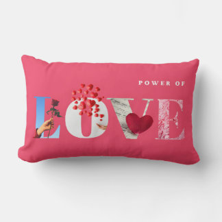 Power of Love Quote Romantic Hot Pink Anniversary Lumbar Cushion