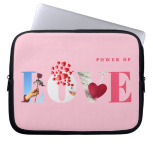 Power of Love Quote Romantic Soft Light Pink Laptop Sleeve