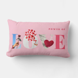 Power of Love Quote Romantic Soft Light Pink Lumbar Cushion