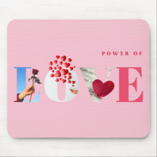 Power of Love Quote Romantic Soft Light Pink Mouse Pad