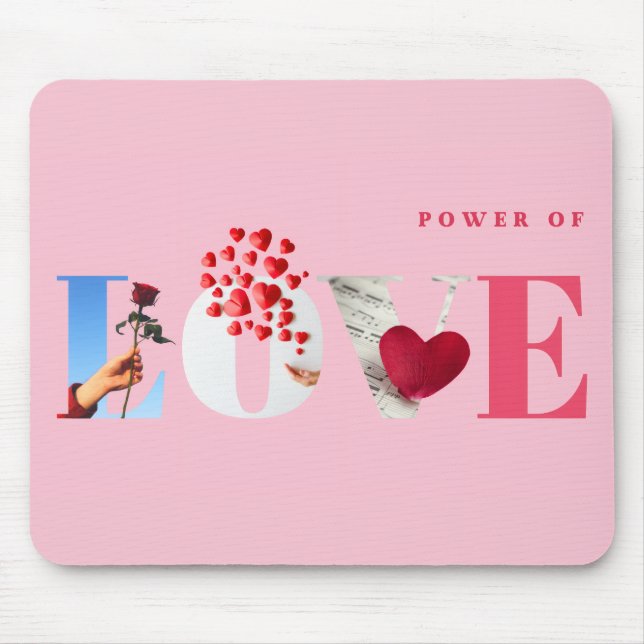 Power of Love Quote Romantic Soft Light Pink Mouse Pad (Front)