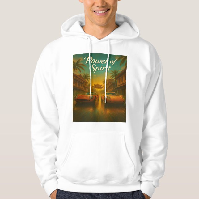 Power of Spirit – Retro Sports Cars at Sunset Hoodie (Front)