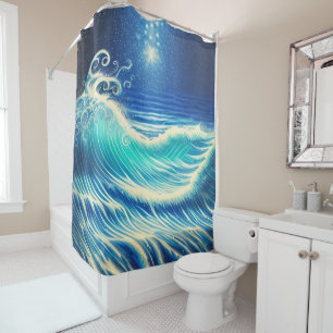 Power of the Blue Ocean Shower Curtain