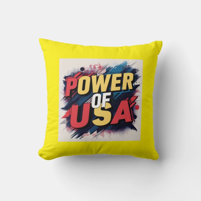 Power of USA Pillow - Bold Patriotic Design (Front)