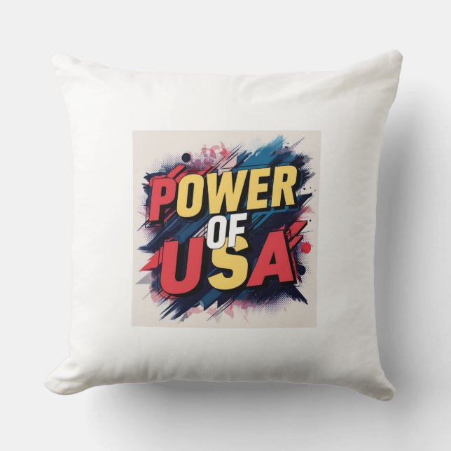 Power of USA Pillow - Bold Patriotic Design (Front)