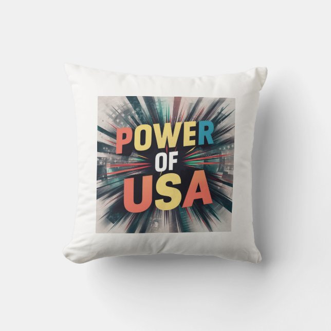 Power of USA Pillow - Patriotic American  (Front)