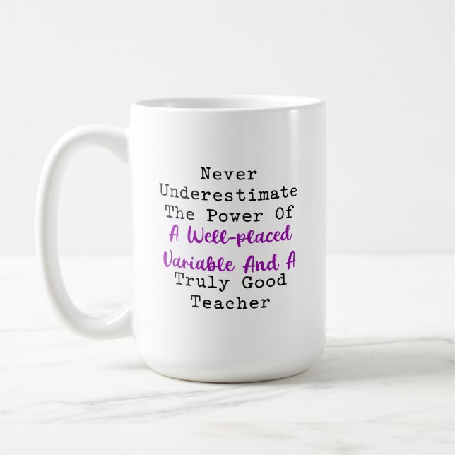 Power of Variable Good Teacher Math Wisdom Coffee Mug (Left)