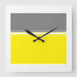 Power of yellow and grey Square Wall Clock