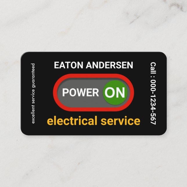 Power On Switch Electrical Wiring Business Card (Front)