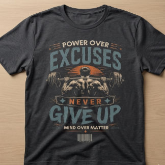 Power Over Excuses Never Give Up Gym T-Shirt | 