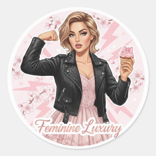 Power & Pink: Feminine Luxury Coquette Sticker (Front)
