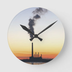 Power Plant Smoke Stack Round Clock