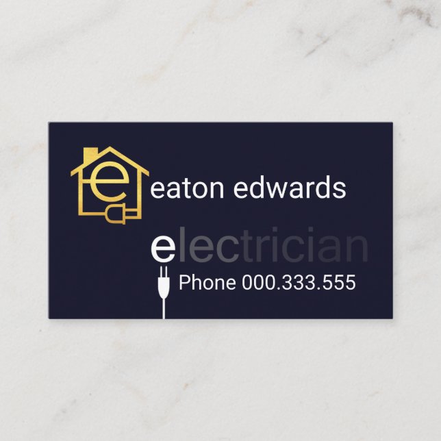 Power Plug Electrician Bokeh Business Card (Front)