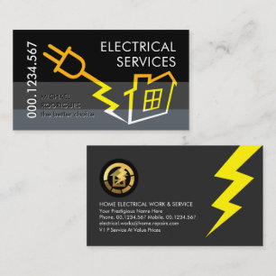 Power Plug Lightning Powers Home Business Card