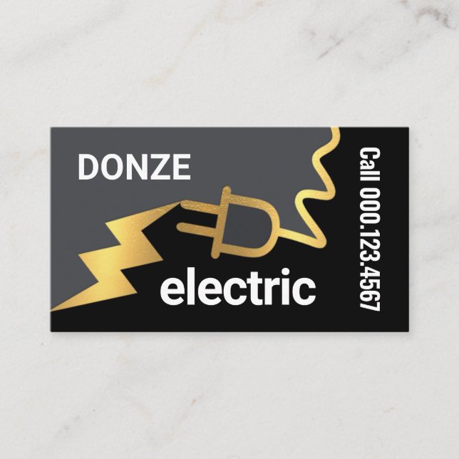 Power Plug Powers Lightning Business Card (Front)