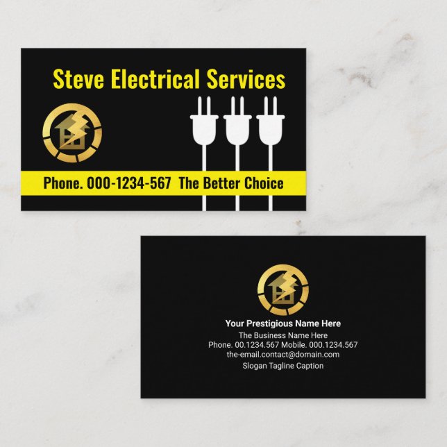 Power Plugs Charging Electrical Services Business Card (Front/Back)