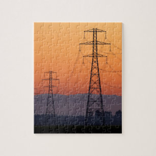 Power Pylons at Sunset Jigsaw Puzzle