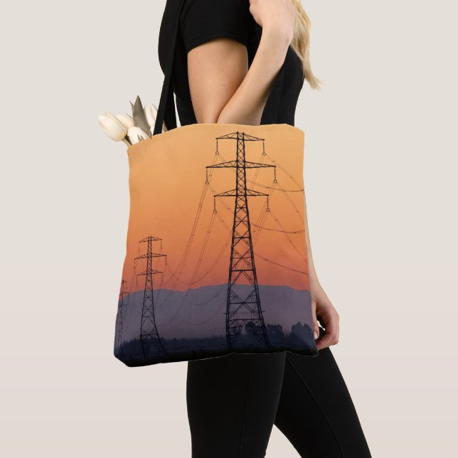 Power Pylons at Sunset Tote Bag (Close Up)