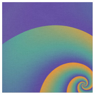 Power Spirals Fractal - orange blue + your ideas Fabric