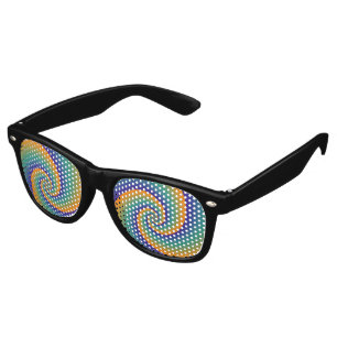 Power Spirals Fractal Pattern - orange blue Retro Sunglasses