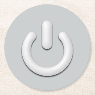 Power Standby Toggle Icon Modern Round Paper Coaster