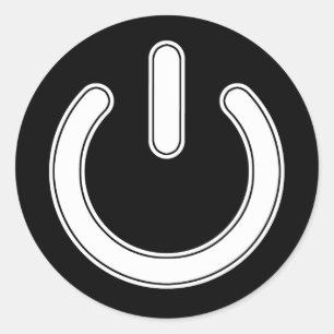 Power Symbol (Black and White) Classic Round Sticker